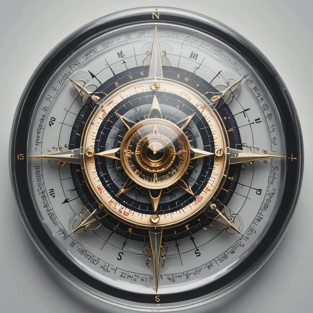 Cartoon Translucent Compass in Quantum Equilibrium