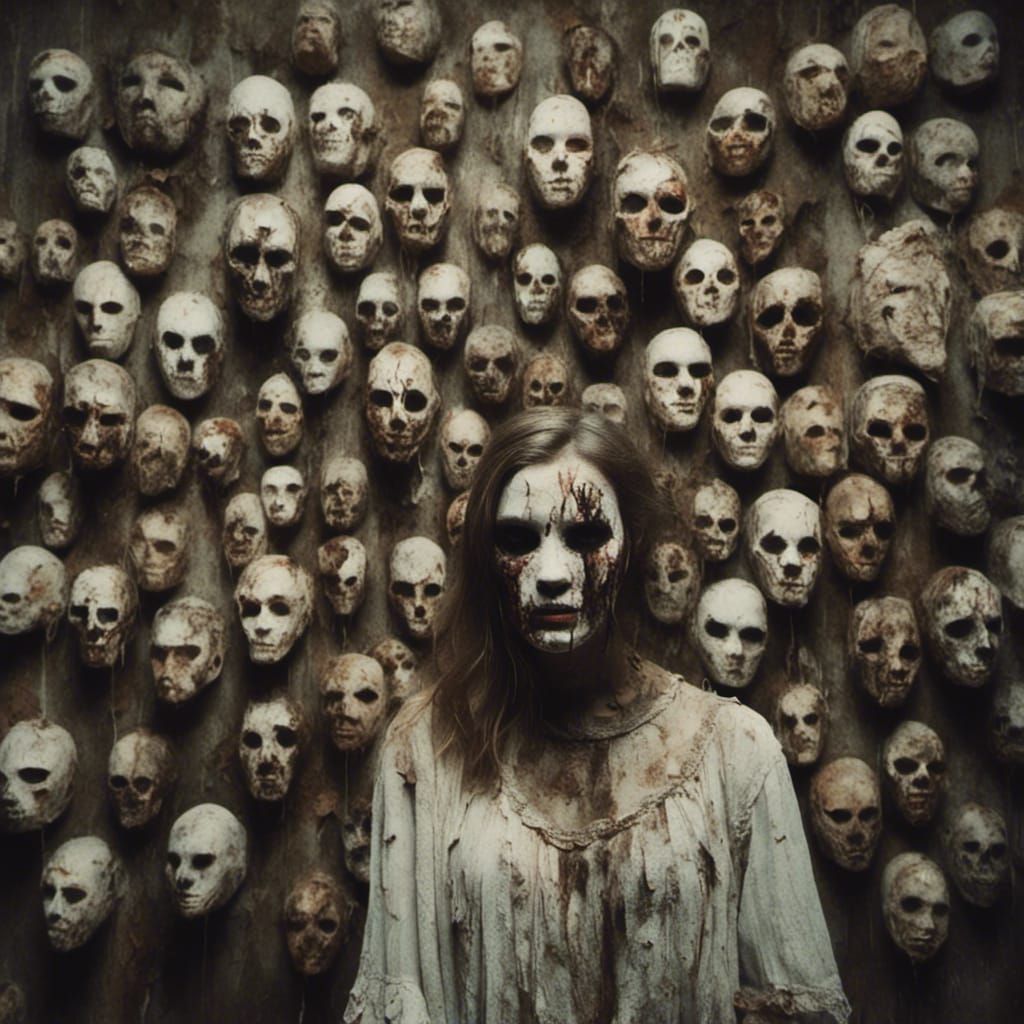 Macabre Masks: A Girl's Emotional Choice