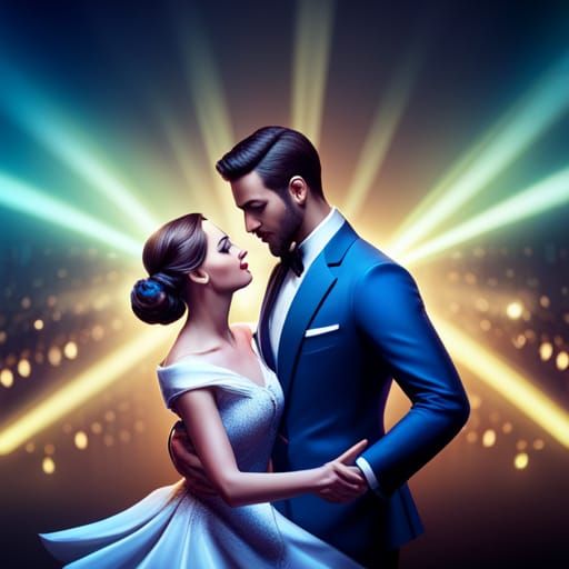 Elegant Ballroom Dance: Hyperrealistic Digital Art