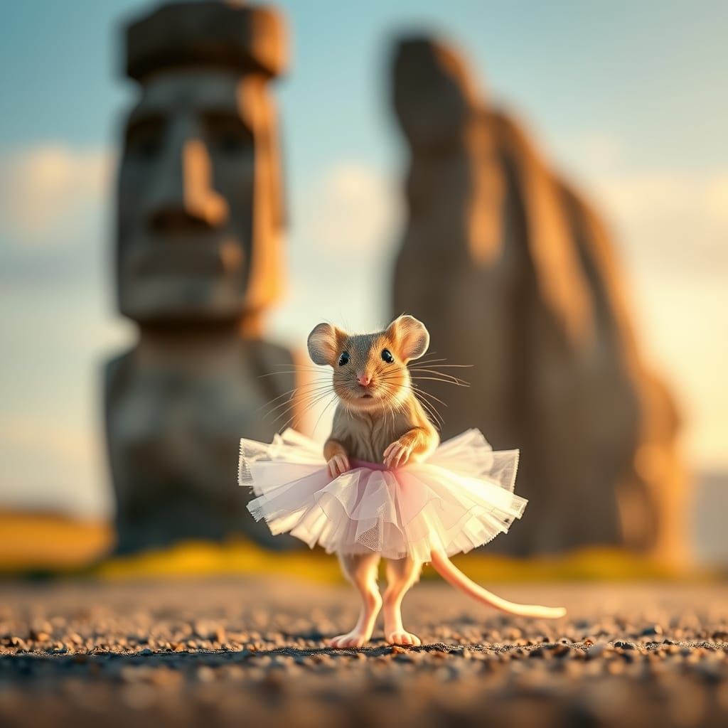 Elegant Mouse in Tropical Sunset Studio Setting