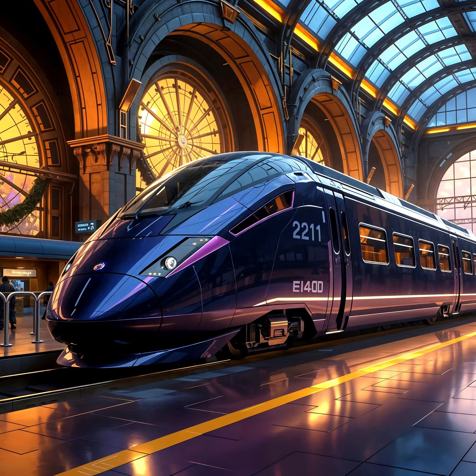 Hypermodern Train Station in a Futuristic World