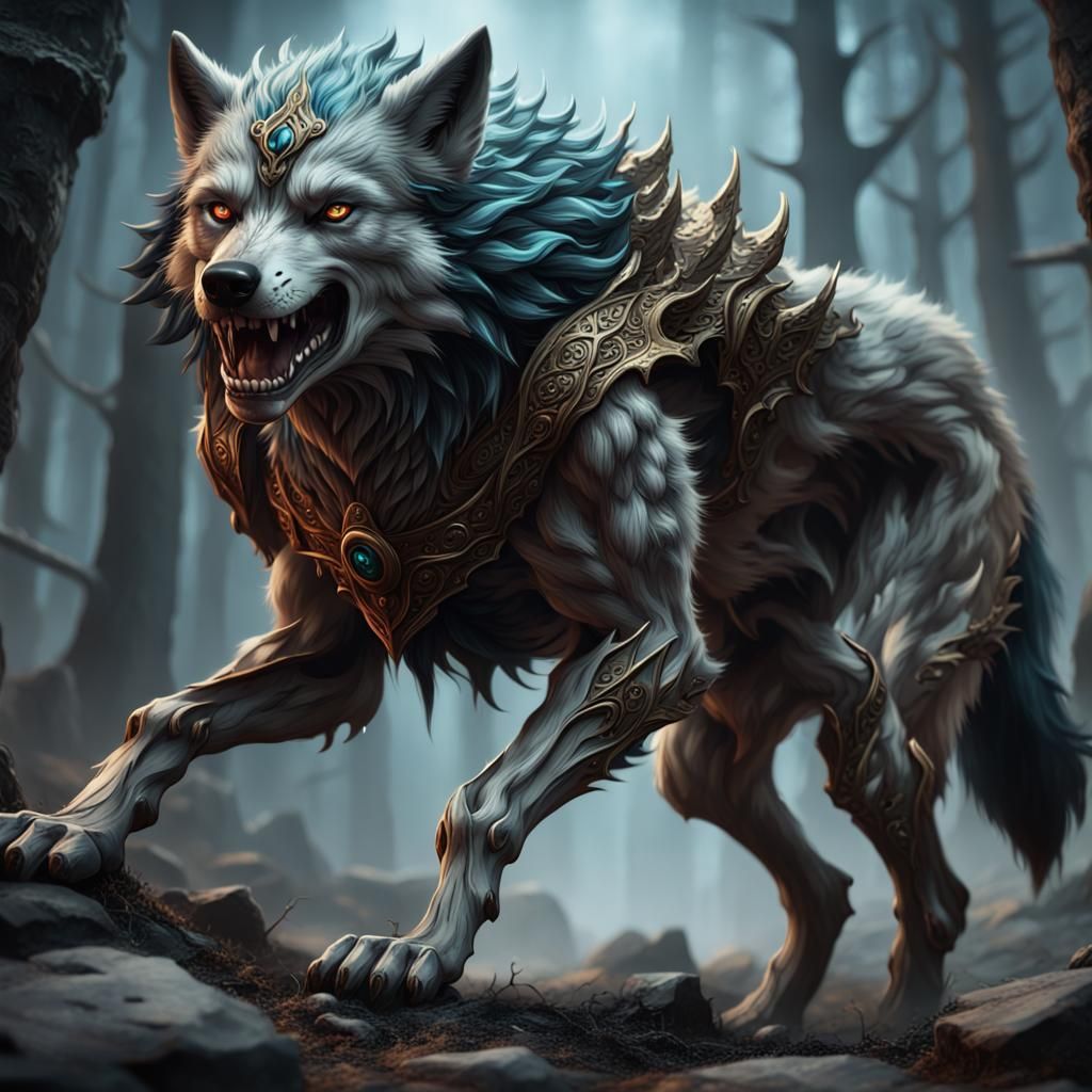 Humanoid Wolf Personifies Death in Detailed Matte Painting
