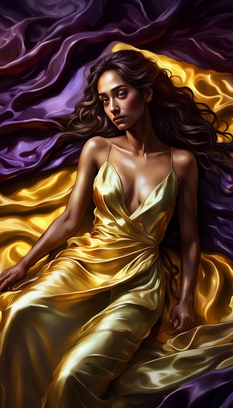 Backless Figure in Satin Sheet: Dark Fantasy Art