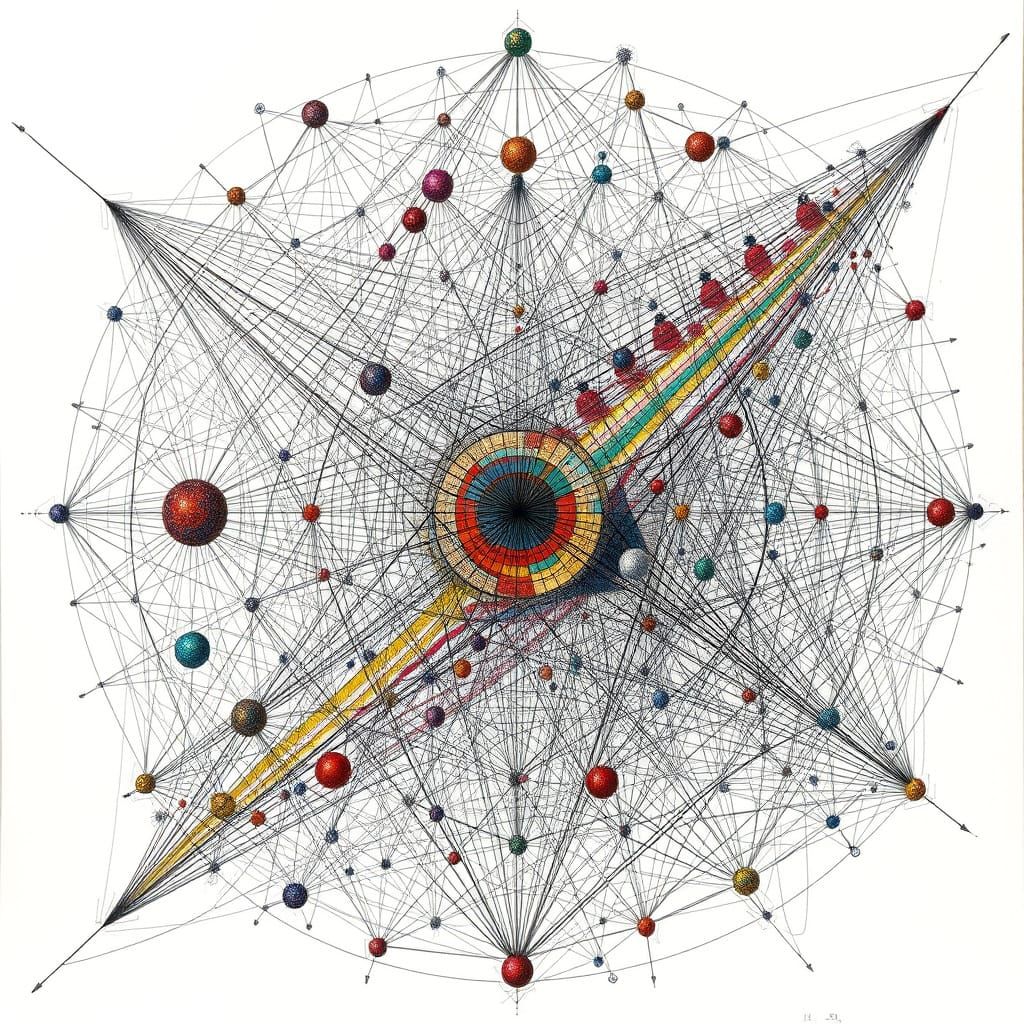Lie Algebra: Surreal Impasto Pen Drawing