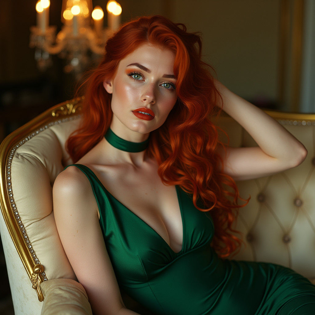 Ravishing Woman with Porcelain Skin and Red Hair