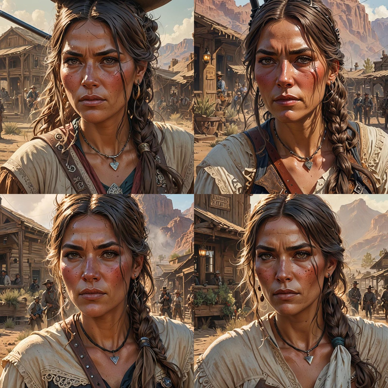 Female Gunslinger Portrait in Realistic Style