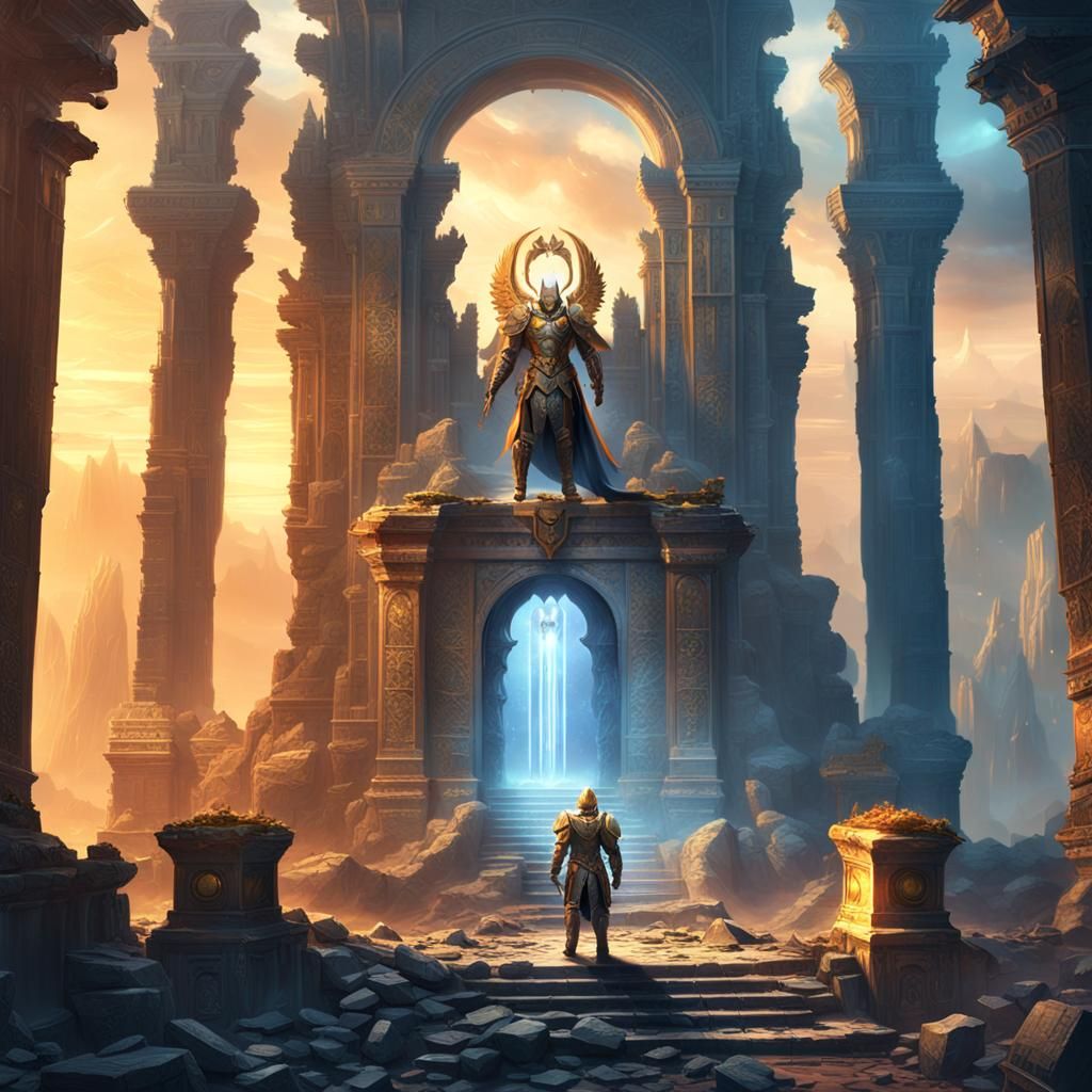 Epic Fantasy Hero Sigma Alpha in Ancient Temple Glory