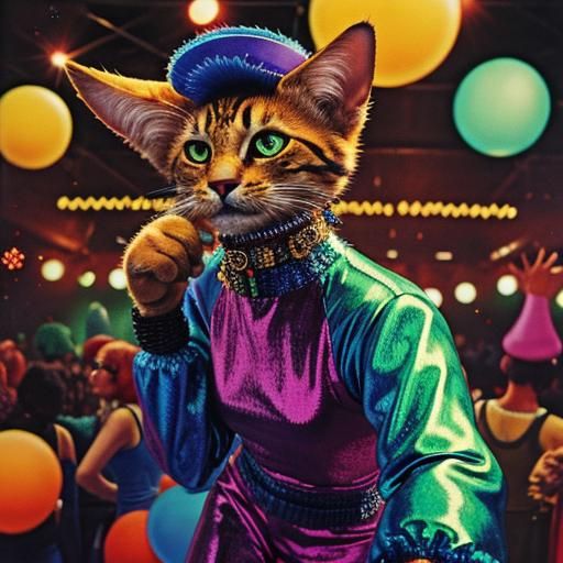 Funky Cat at 1970s Disco, High Definition
