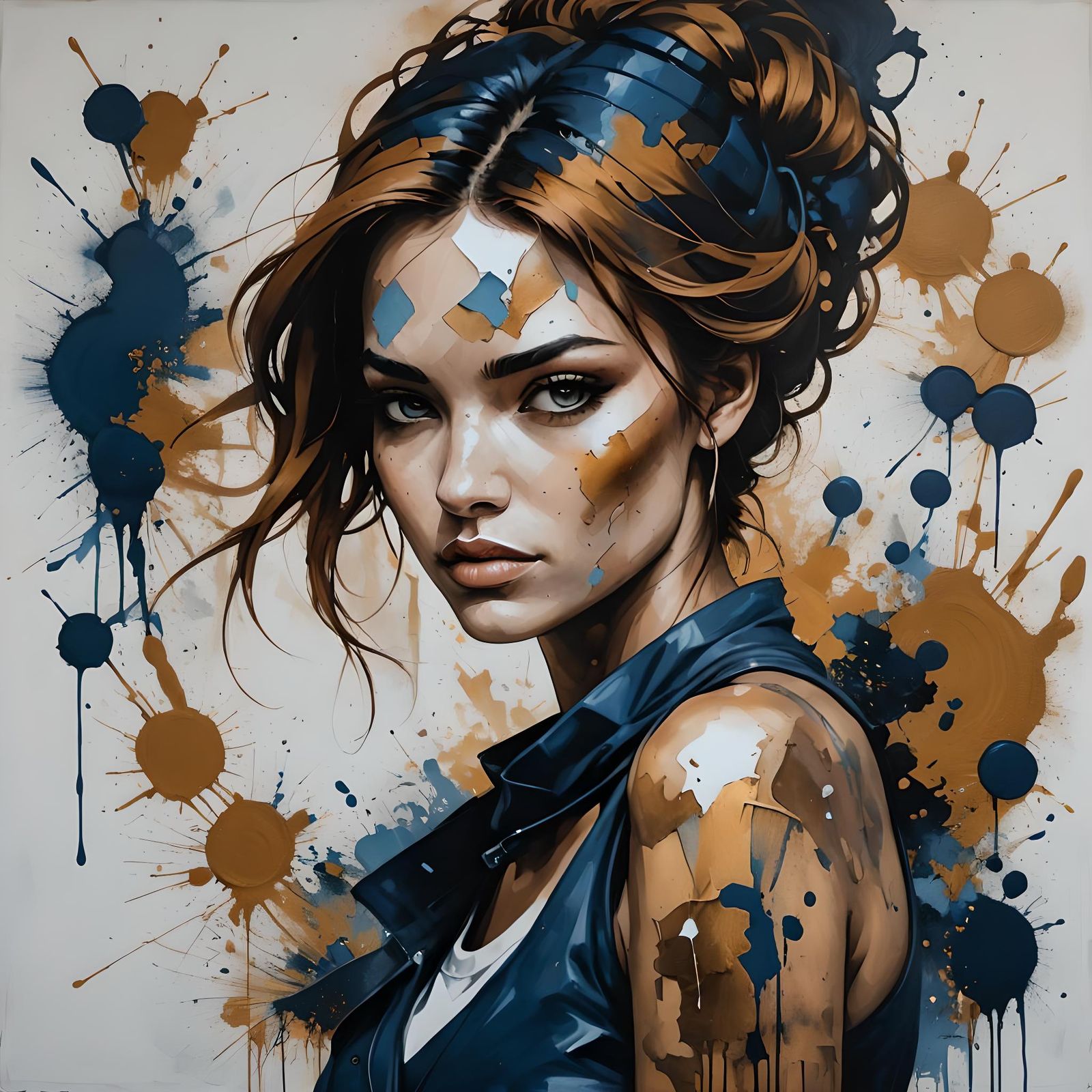 Beautiful Woman in Metal Art Style