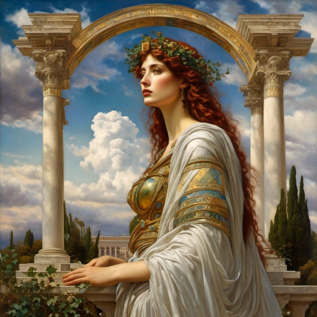 Beautiful Roman Woman in Pre-Raphaelite Style