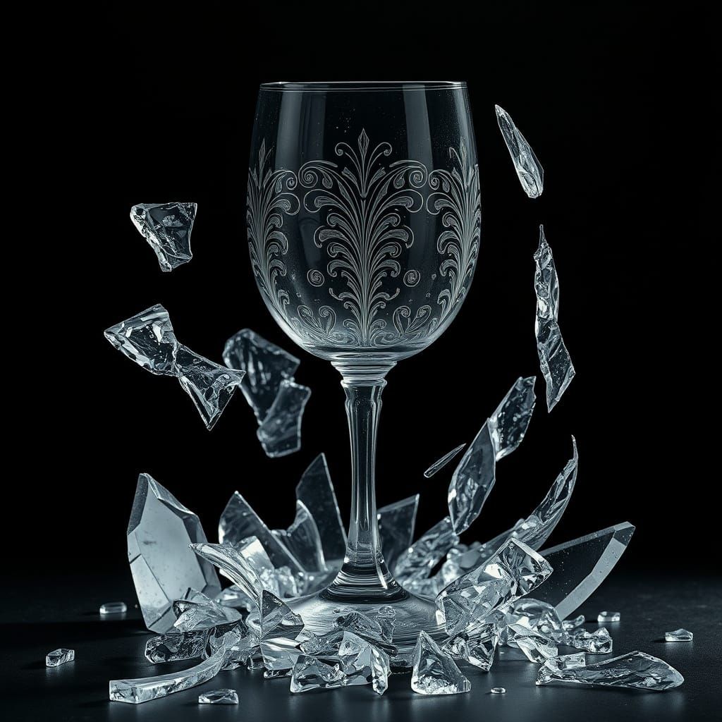 Shattered Crystal in Dramatic Still Life