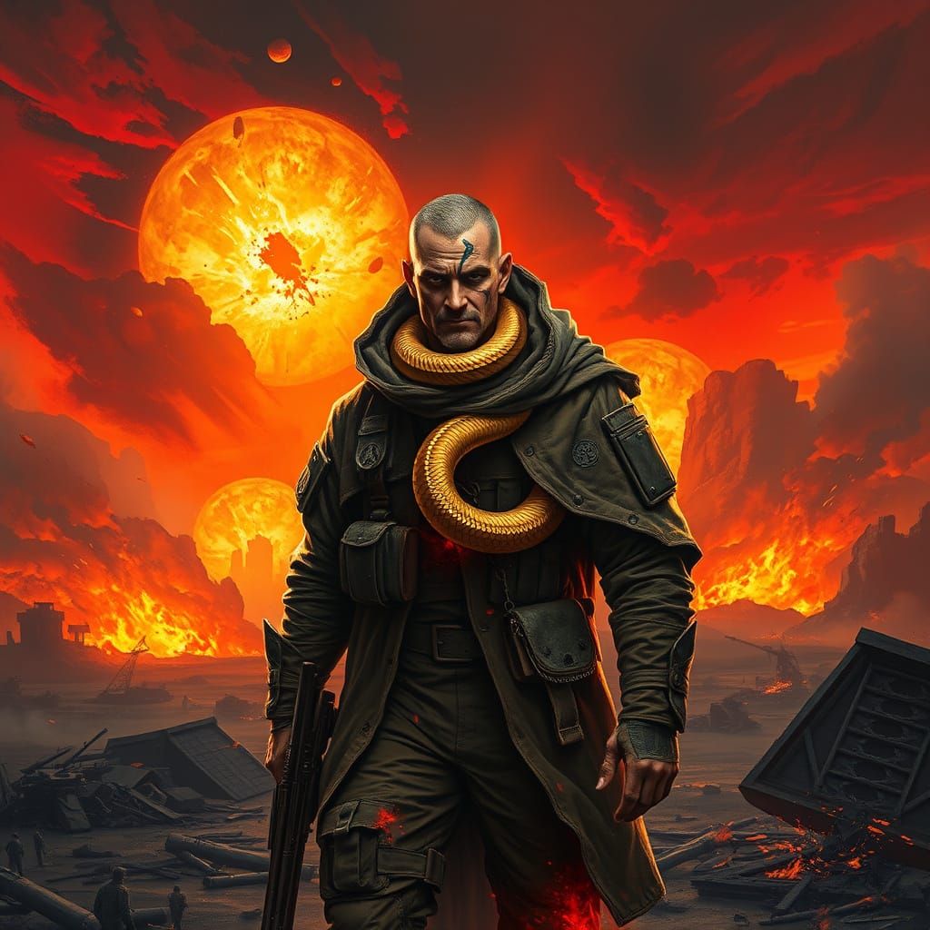 Battle-Hardened Warrior Emerges from Flames with Ancient Sna...