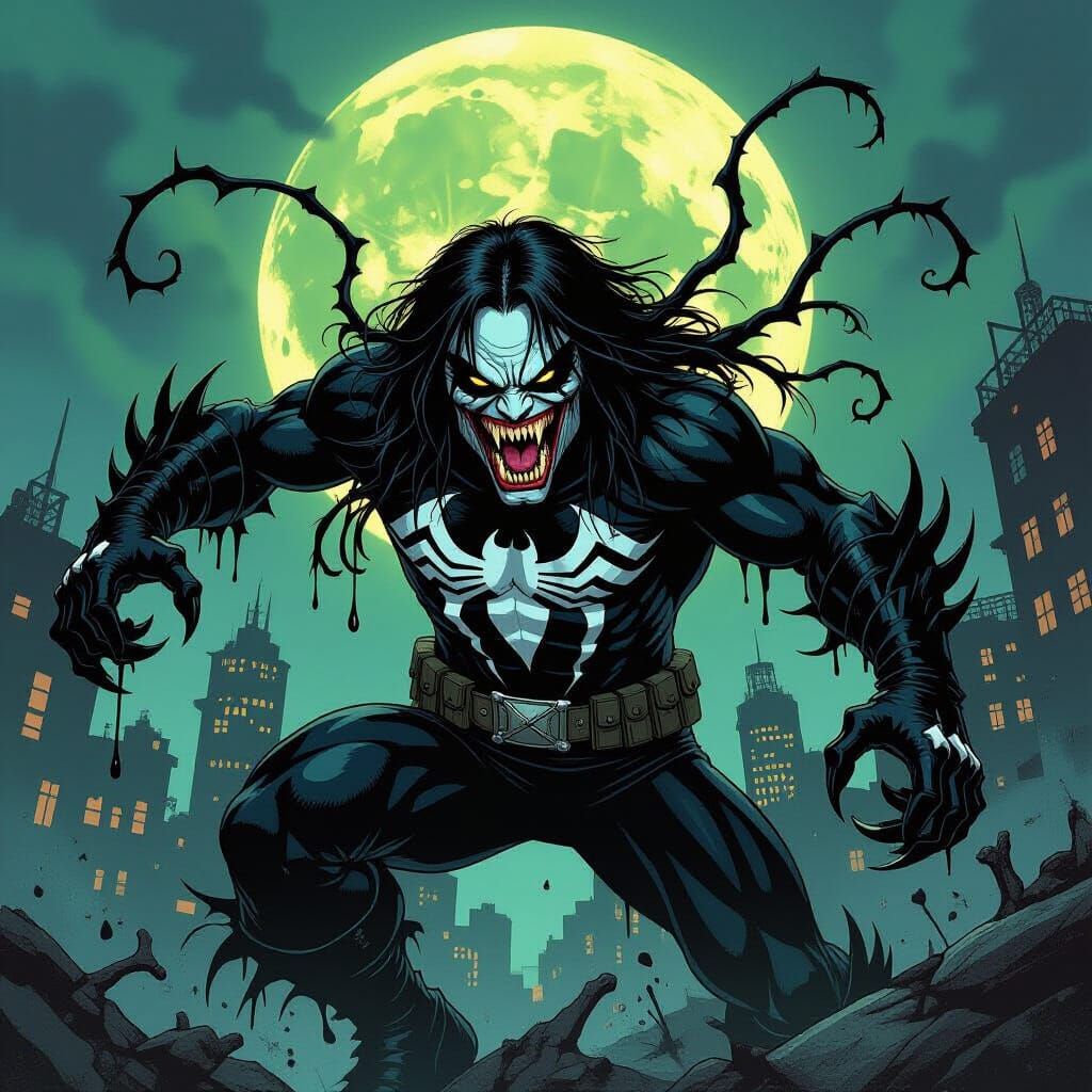 Ozzy Osbourne as Venom in Grimy Comic Art Style