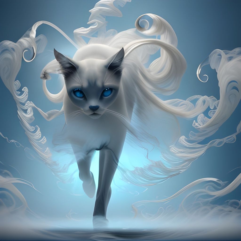 siamese cat emerging from the air