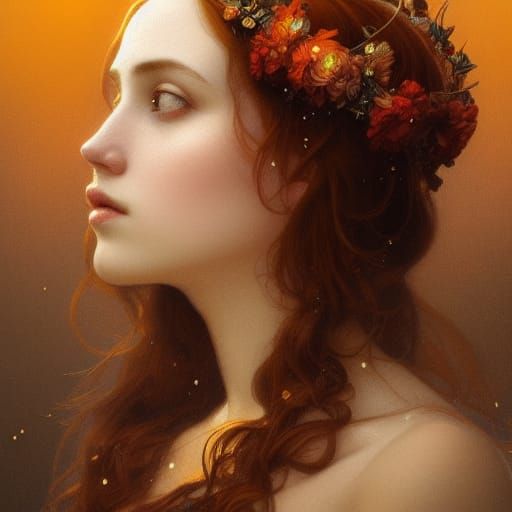 Orange Blossom Crown: Pre-Raphaelite Portrait