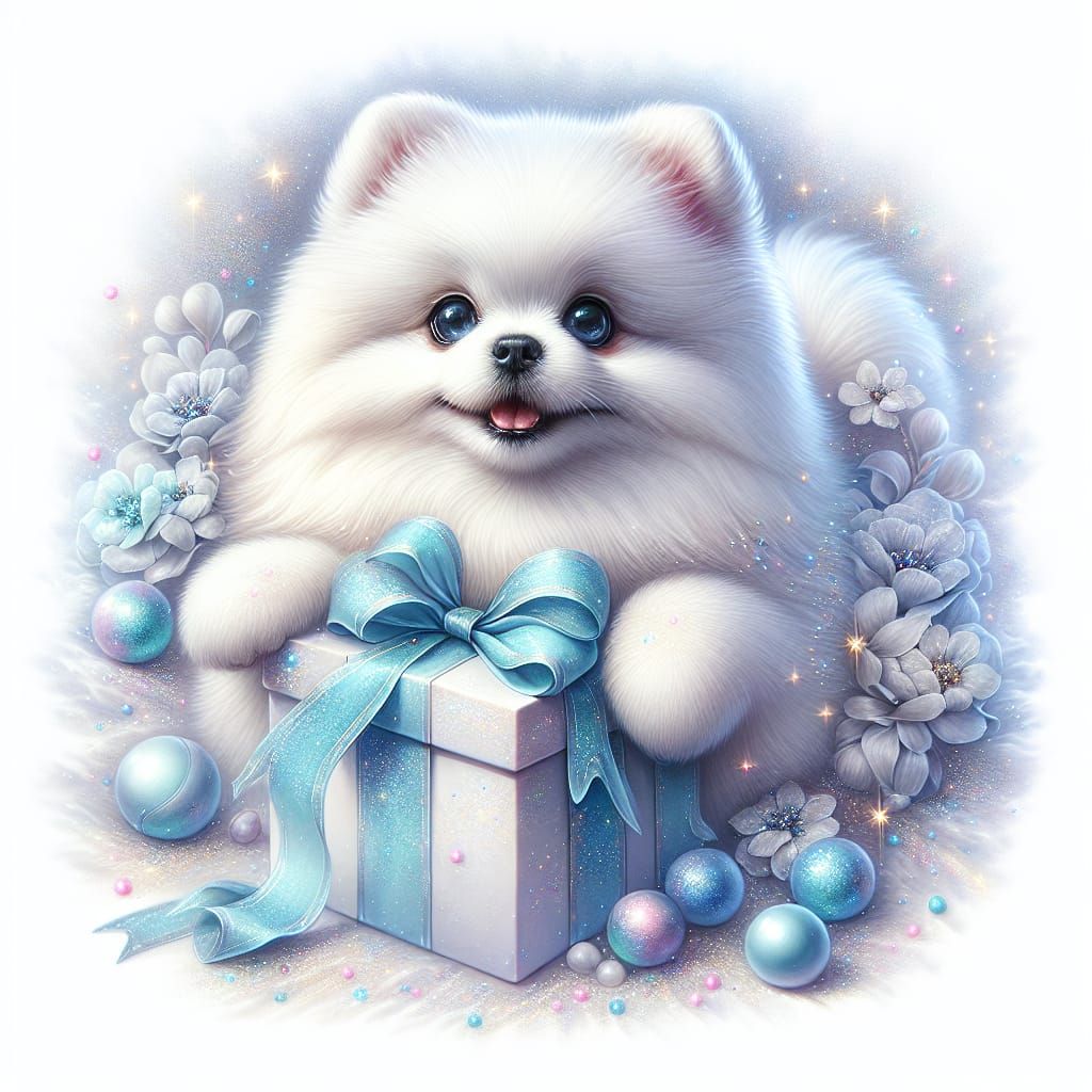 Whimsical Pomeranian Portrait in Watercolor