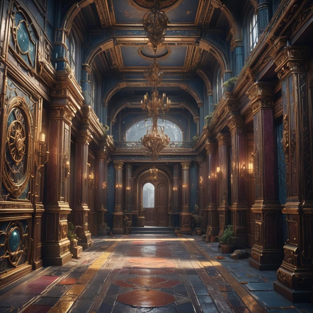 Fantastical Hackmanite Hallway in Detailed Matte Painting St...