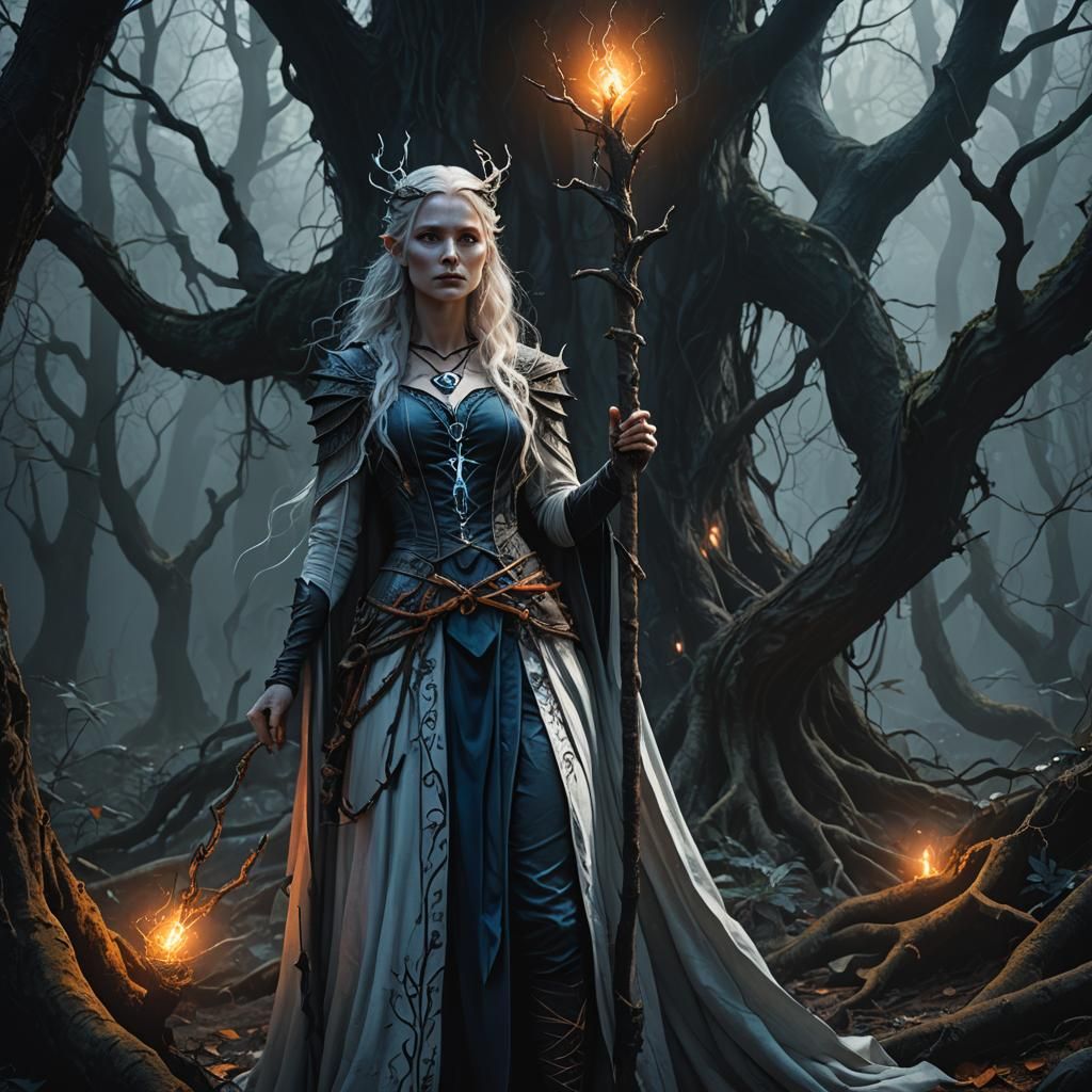 Mystical Sorceress in Dark Fantasy Art Style