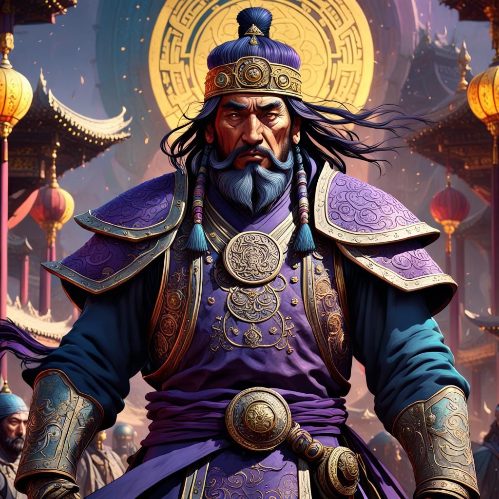 Dark Fantasy Mongol Emperor in Regal Splendor