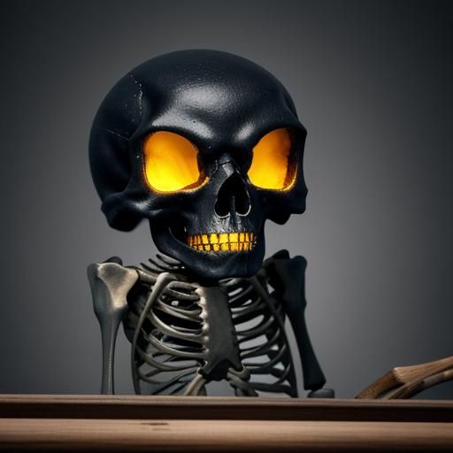 Vibrant Skeleton Studio Scene in Hyper-Realistic Illustratio...