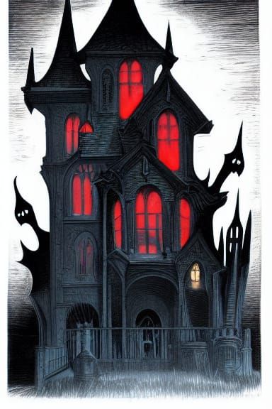 Spooky Haunted House Graphic Novel Illustration