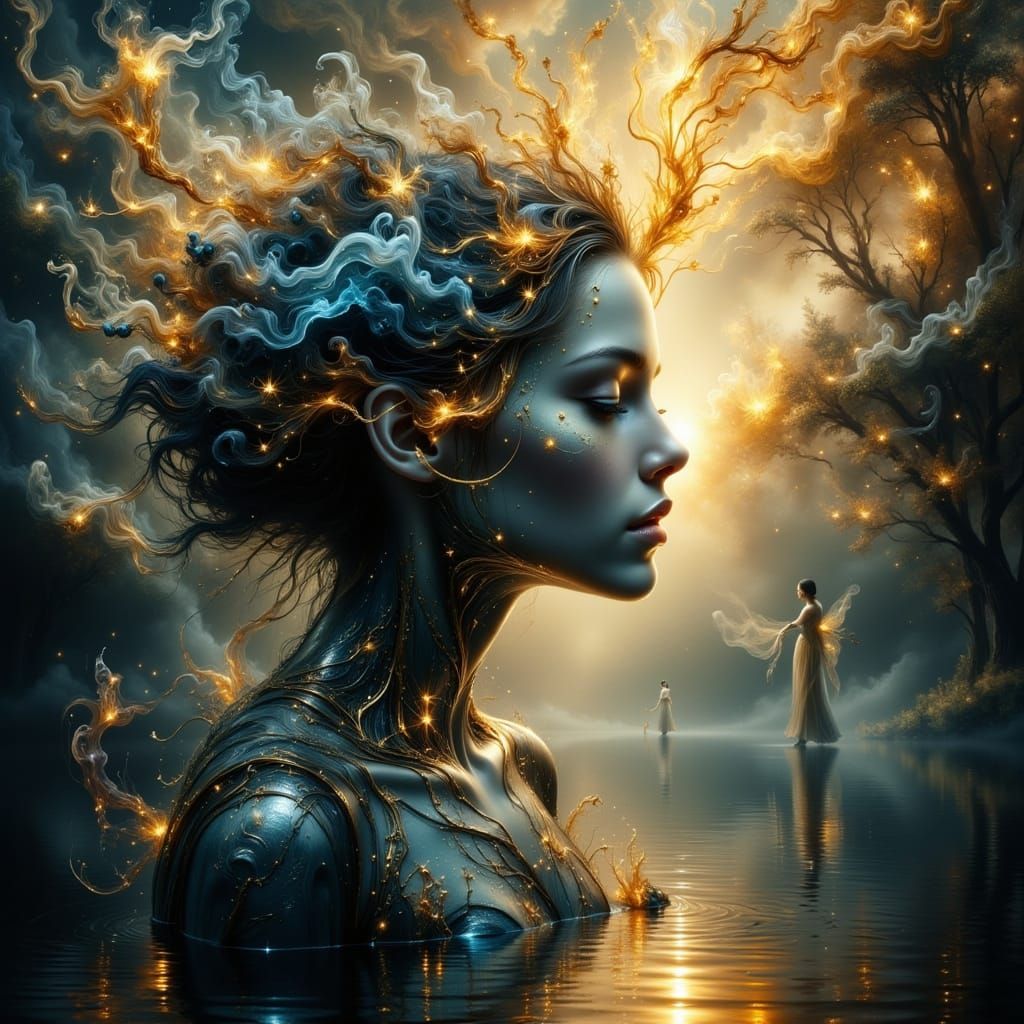 Hyperrealistic Transformation: Angelic Figure to Beast