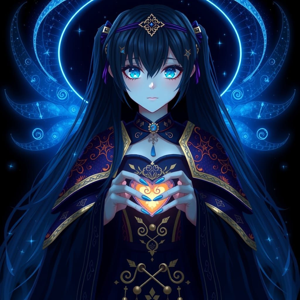 Hatsune Miku in Royal Robes with Glowing Heart