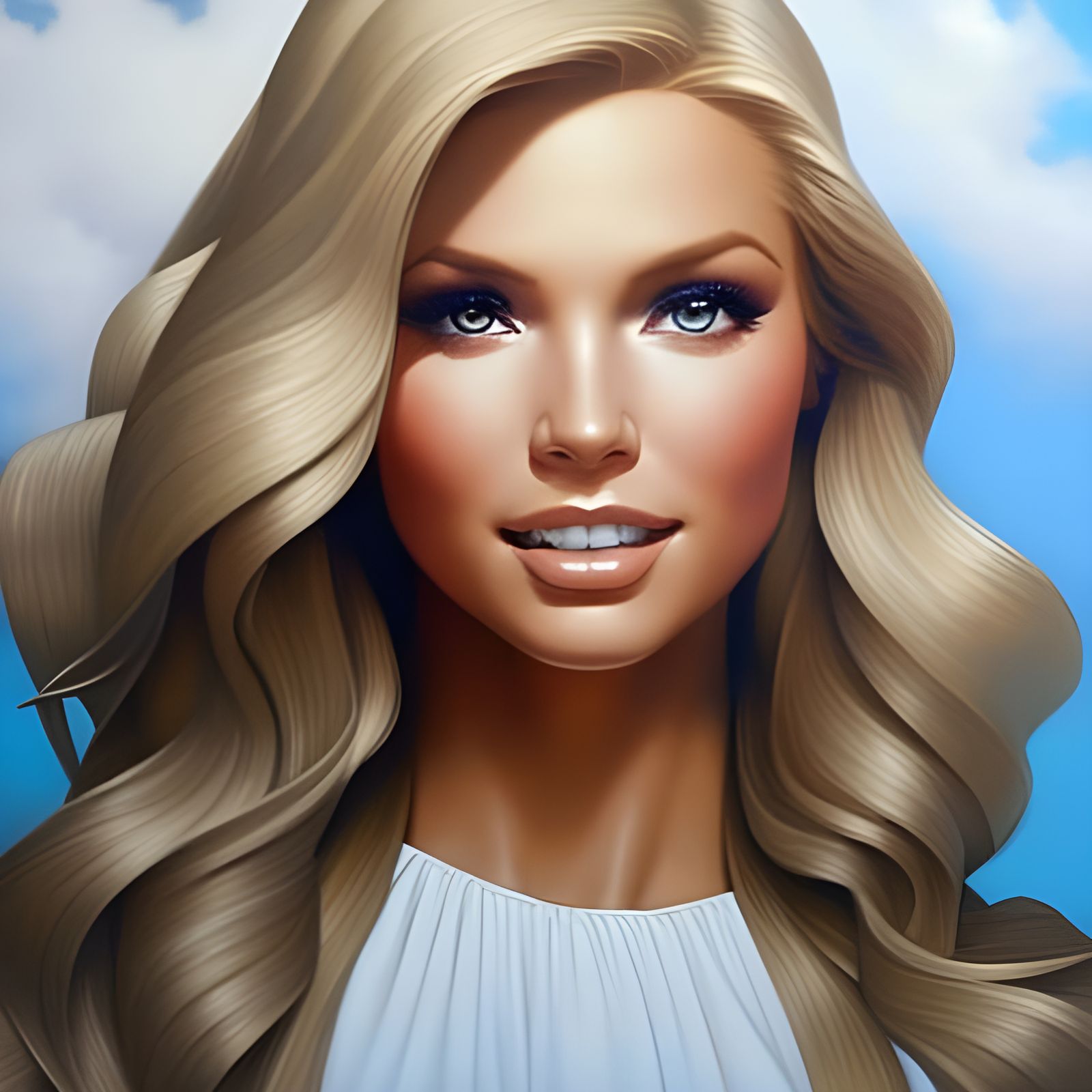 Gorgeous Blonde Woman Portrait in Hyperrealistic Detail