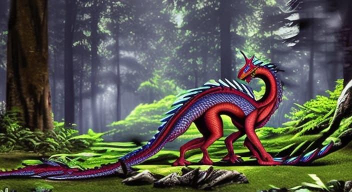 Epic Dragon in Mystical Forest Scene