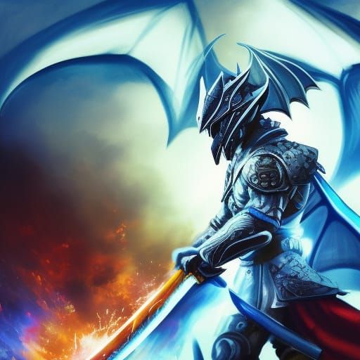 Soldier Pierces Dragon with Sword of Light