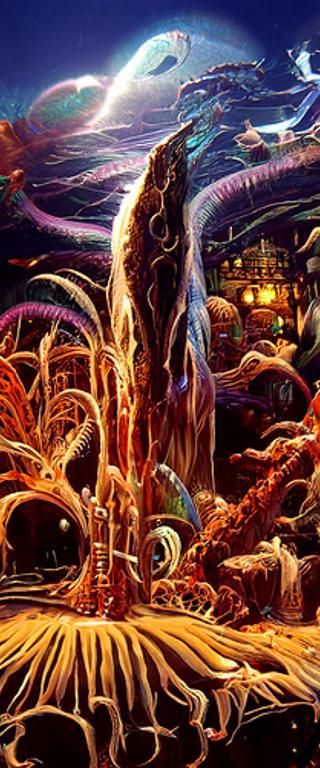 Neon Octopuses in Bioluminescent Alchemy Lab