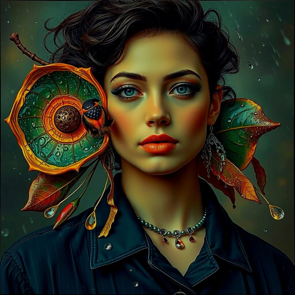 Glamorous Furtive Scene in Predominant Green Hues