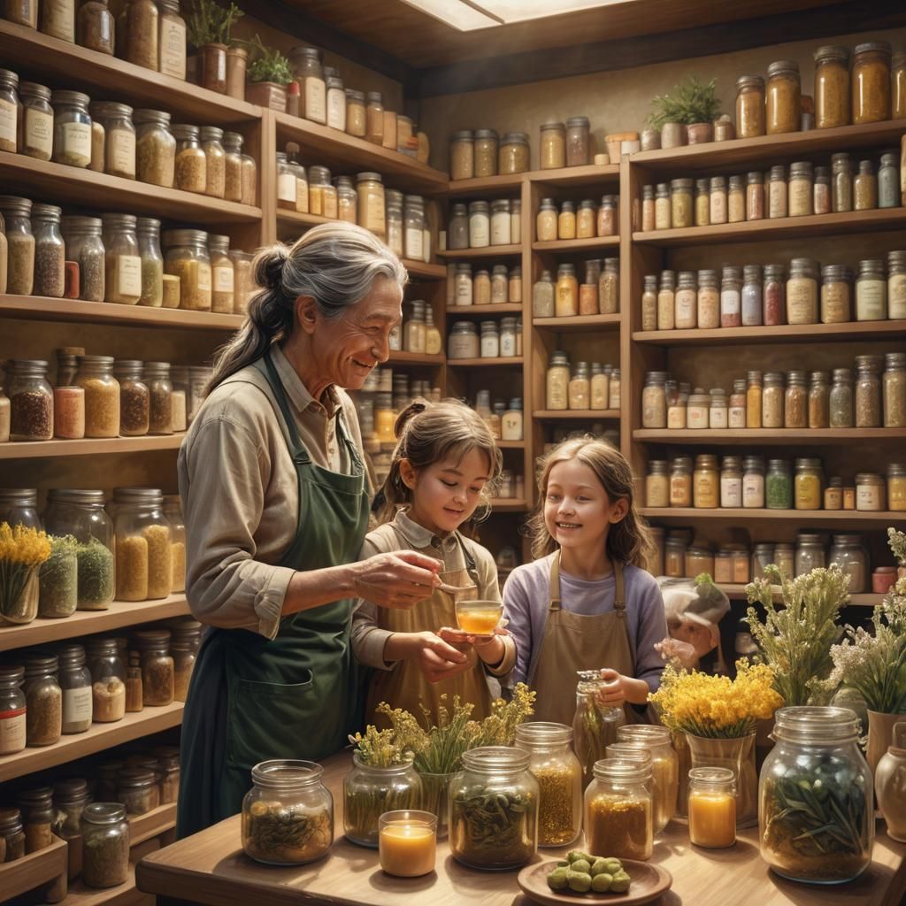 Mullein Tea in Health Food Store: Hyperrealistic Art