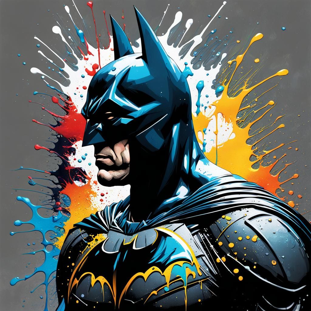 Batman Profile in Colorful Graffiti Street Art
