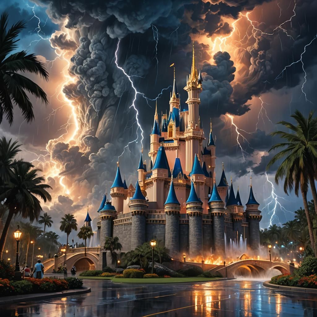 Hurricane Devastates Disney World in Cinematic Digital Art