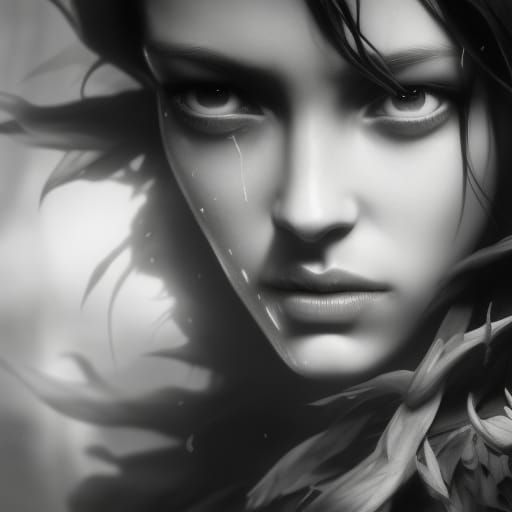 Monochrome Dark Fantasy Concept Art in Photorealistic Style