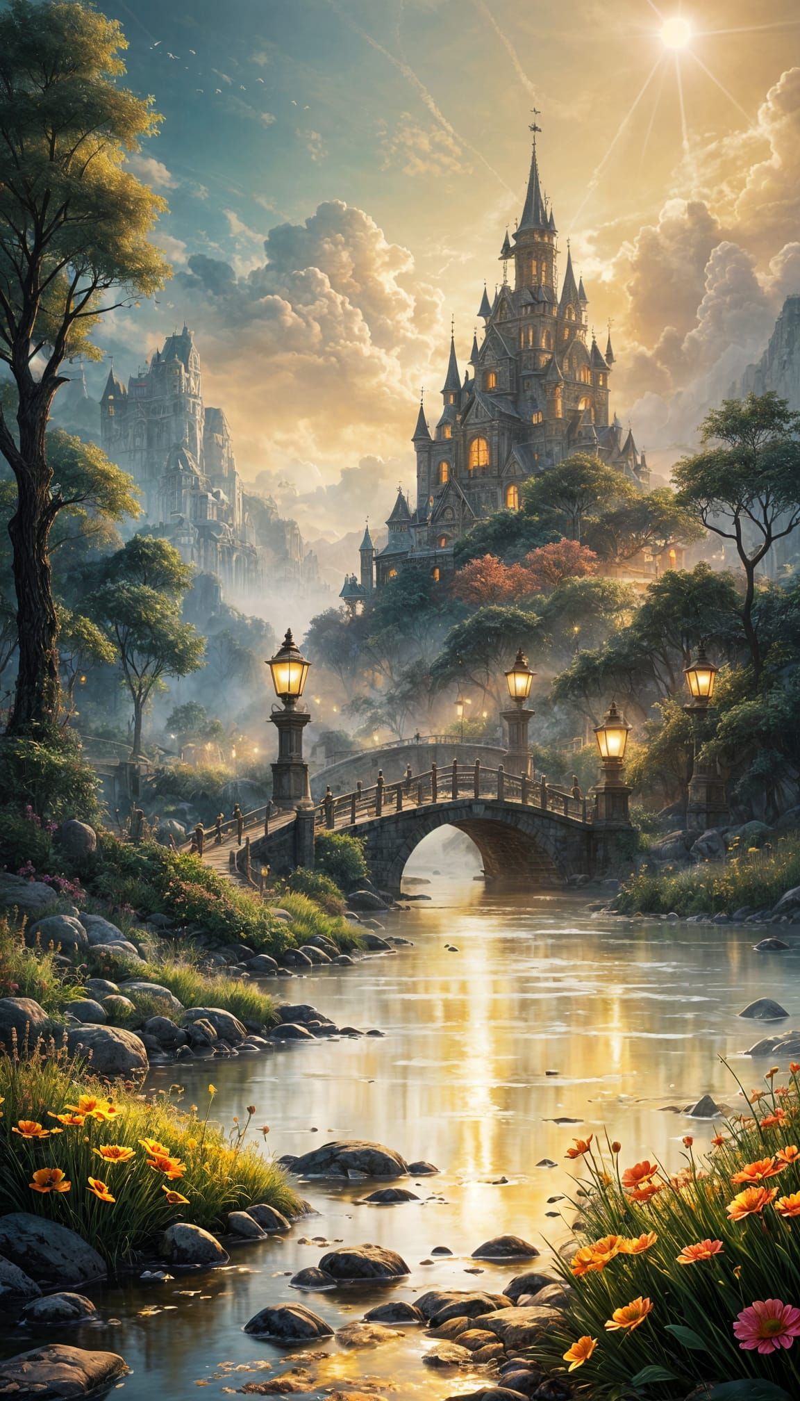 Elegant Castle Scene With Painterly Atmosphere