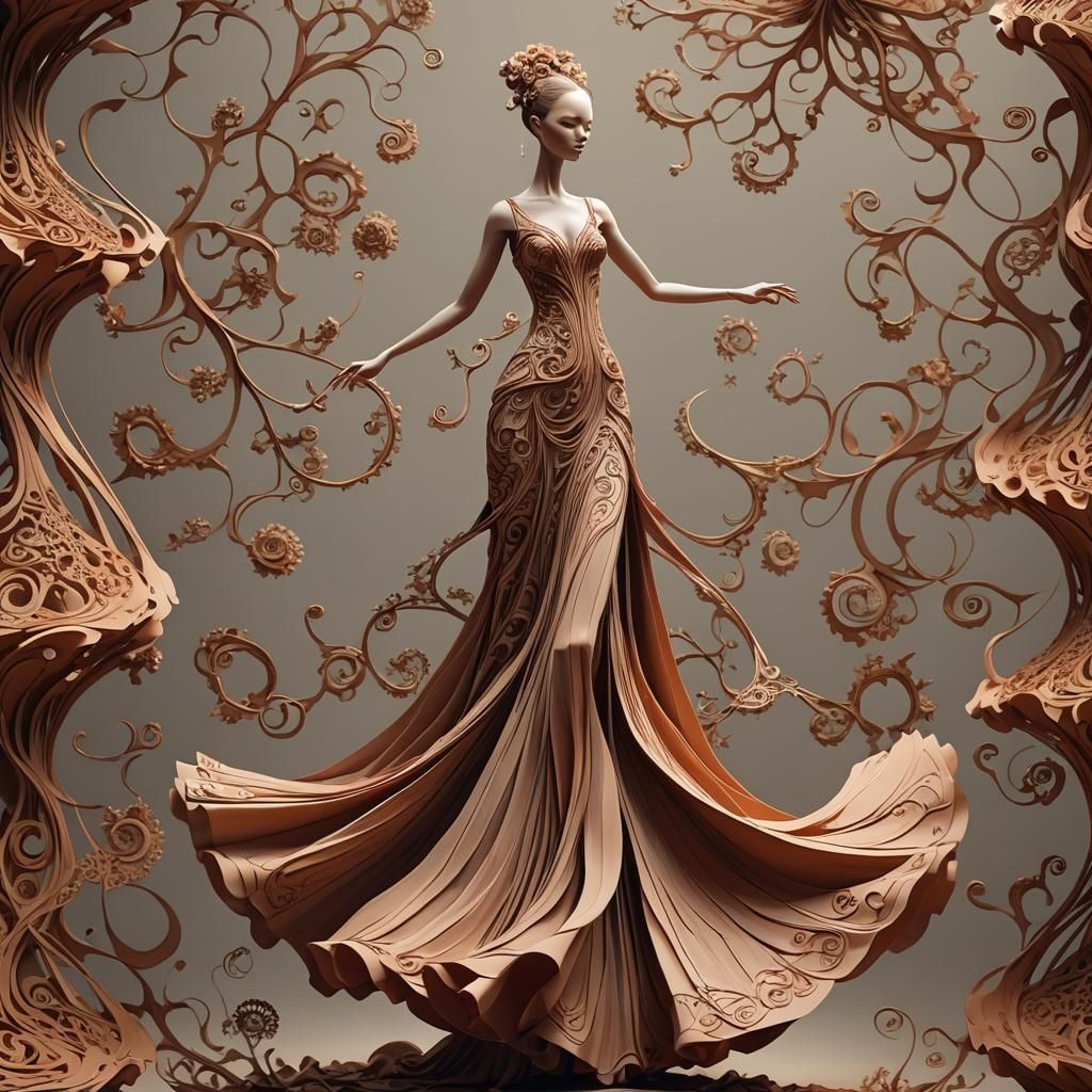 Elegant Terracotta Dress Fractal Dance