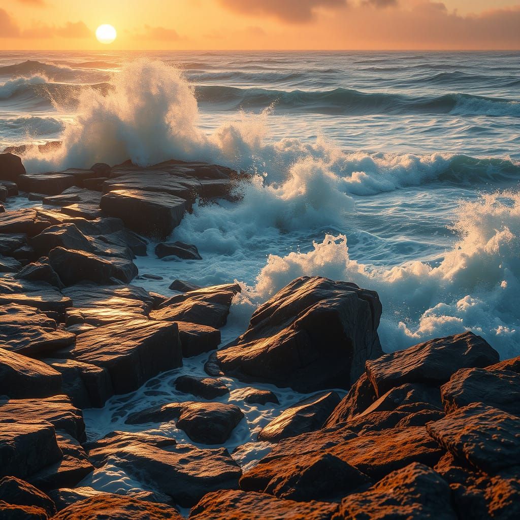 Surreal Sunset Shores in Dramatic Digital Art