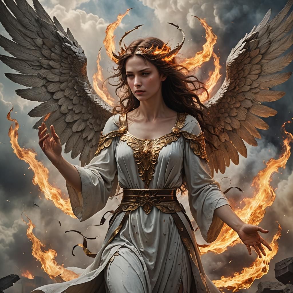 Fallen Angel Embraces a Fiery Fate