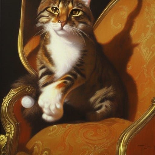 Regal Baroque Cat Portrait in Historical Style