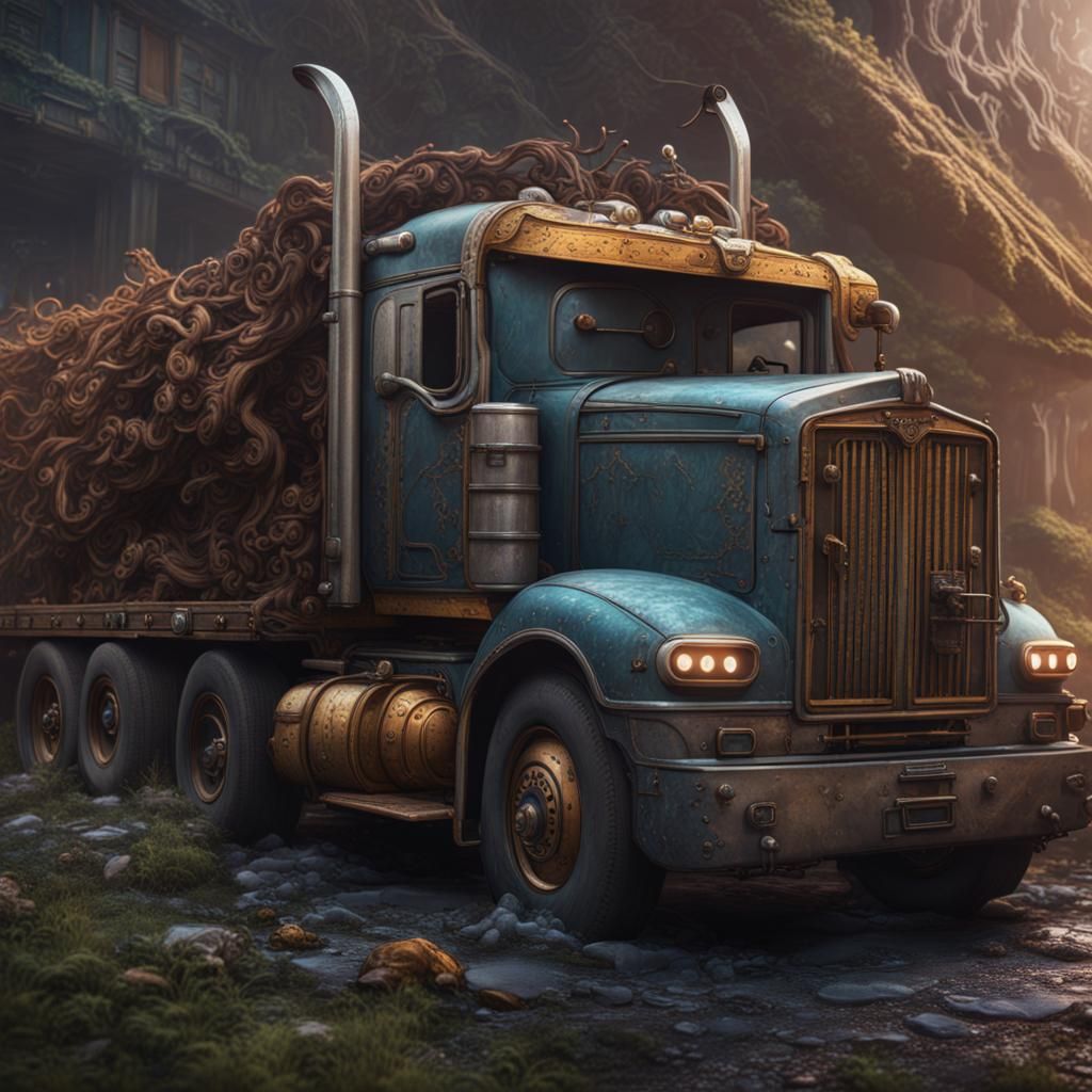 Detailed Matte Painting of Trucks in Unreal Engine
