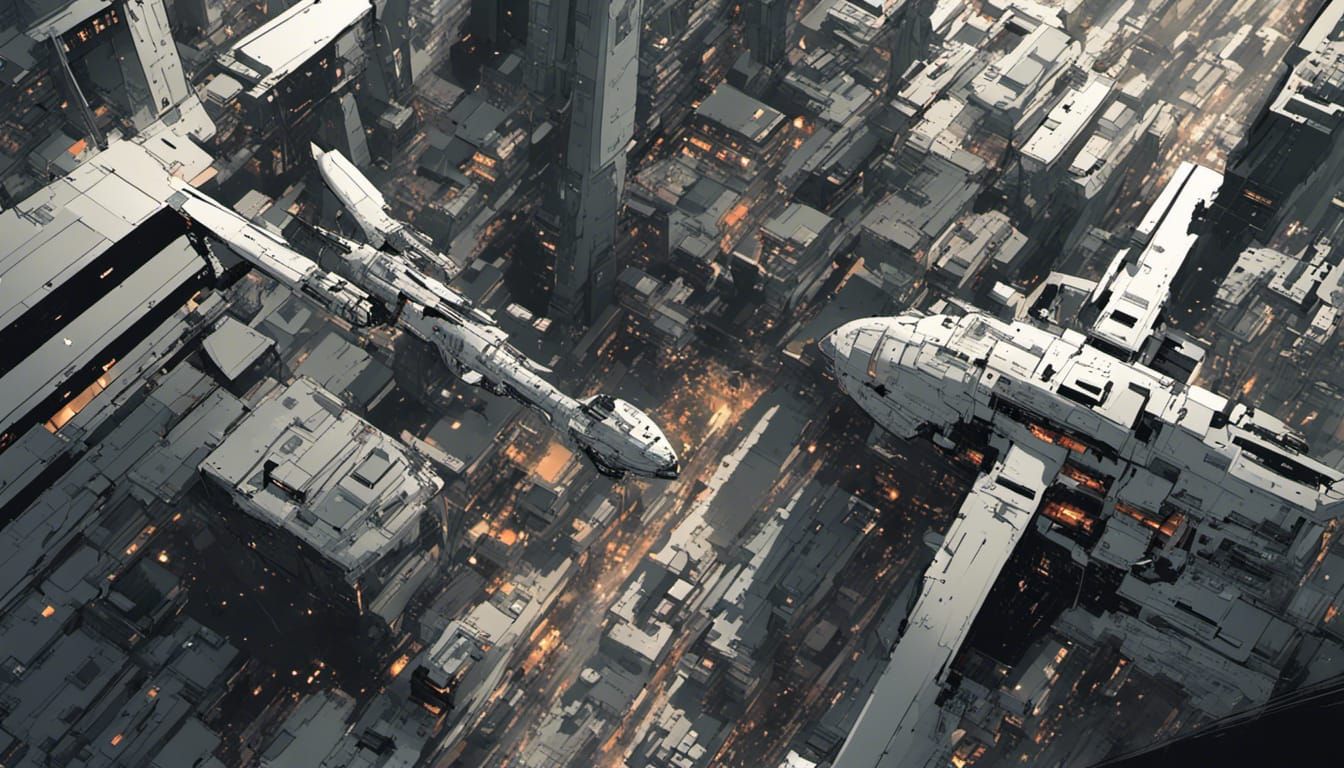 Epic Dark Sci-Fi Spaceship Scene in Hyperdetail