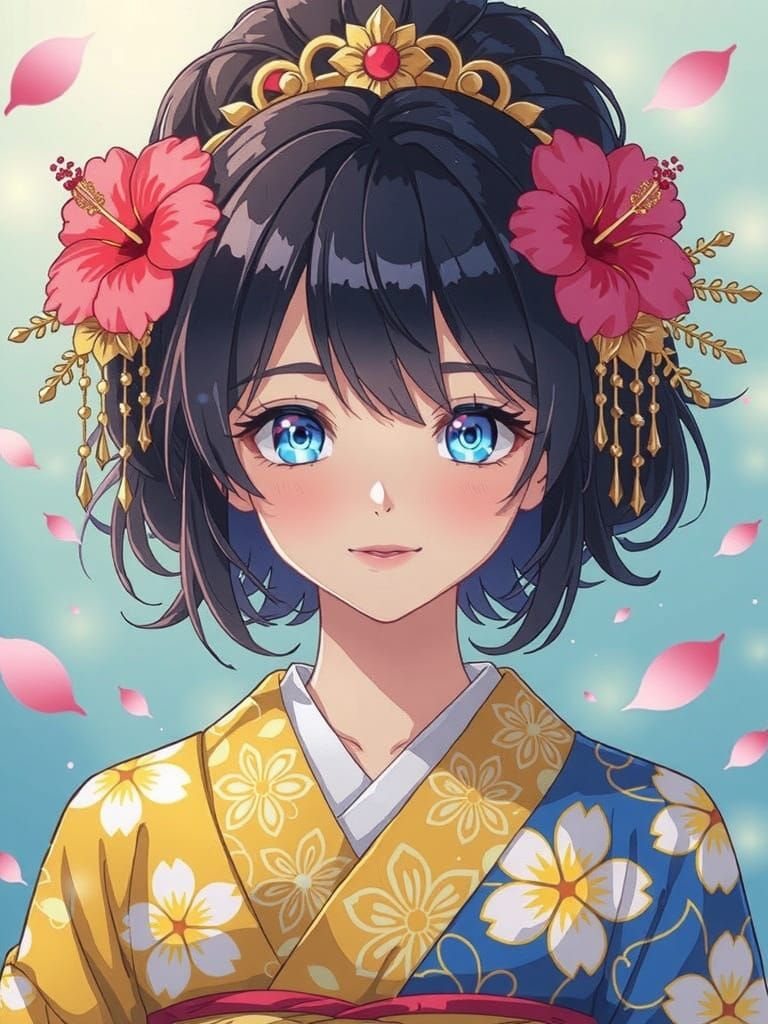 Hibiscus Blossom Queen in Anime Style