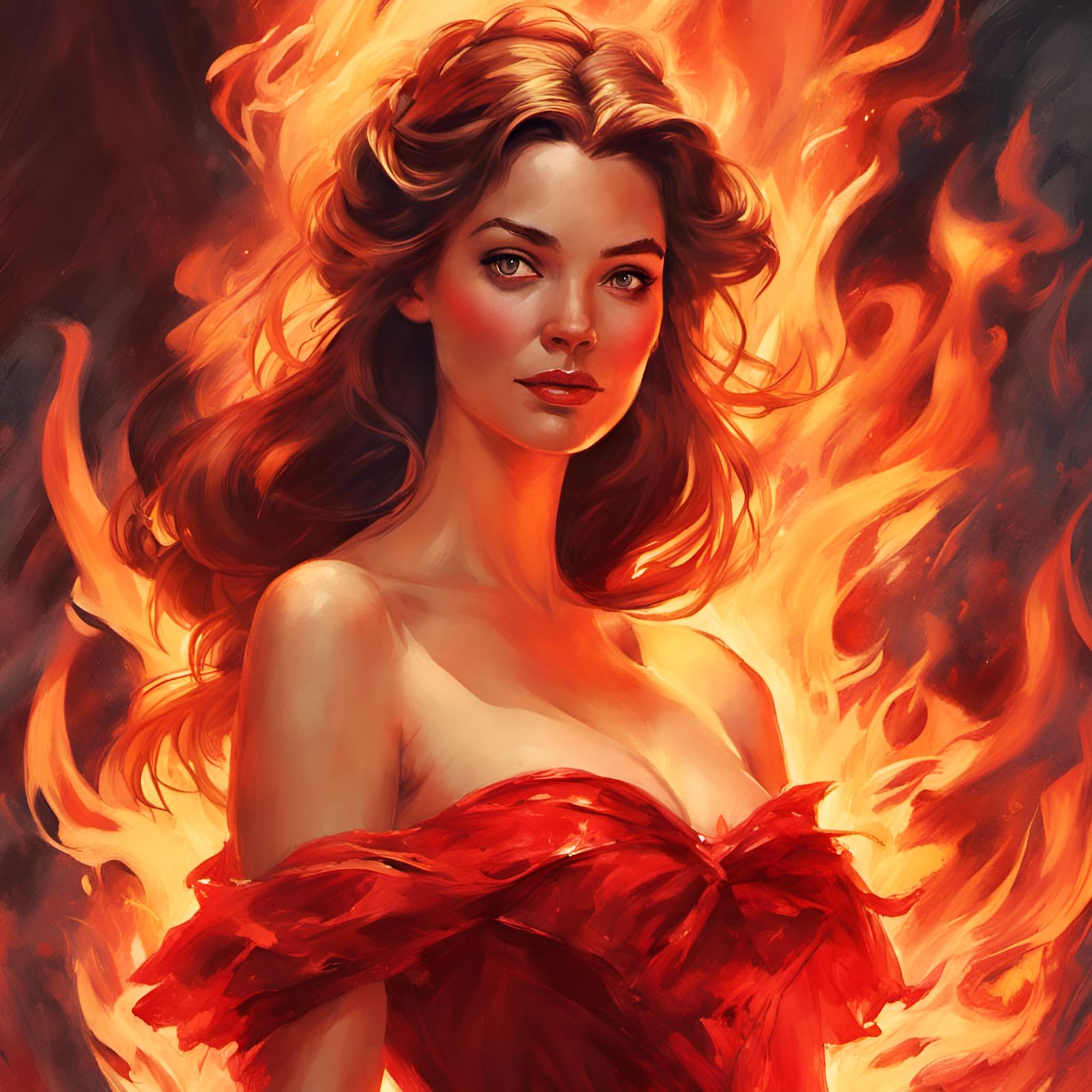 Fiery Belle Portrait: Digital Illustration