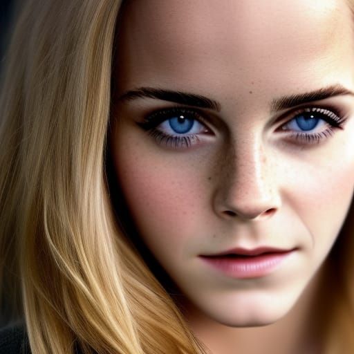 Hyperrealistic Portrait of Blonde Woman with Blue Eyes