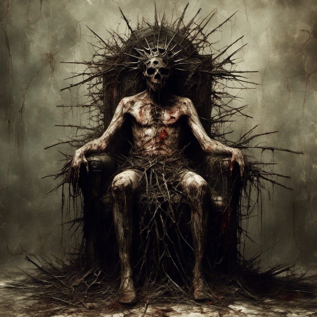 Surreal Macabre Image of Figure with Thorns