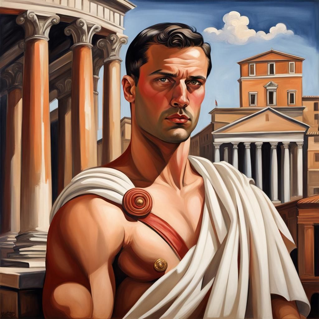 Roman Gentleman Portrait in Art Deco Style