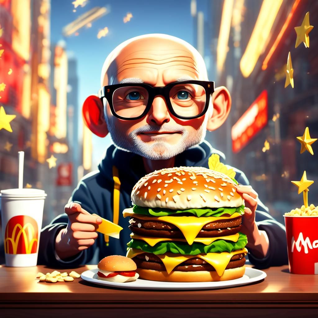 Pop Star Moby Enjoys Big Mac in 3D Anime Art