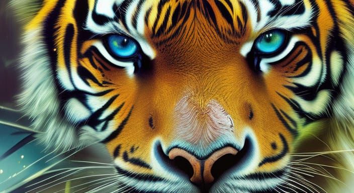 Hyperdetailed Tiger Portrait in Oil Painting Style